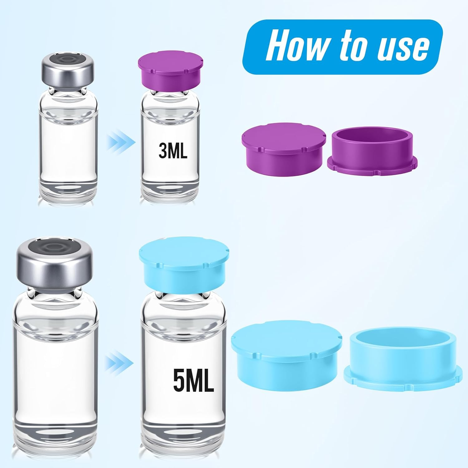 24 Pack Glass Vial Protective Vial Caps 3Ml & 5-100Ml Reusable Peptide Vials Cov