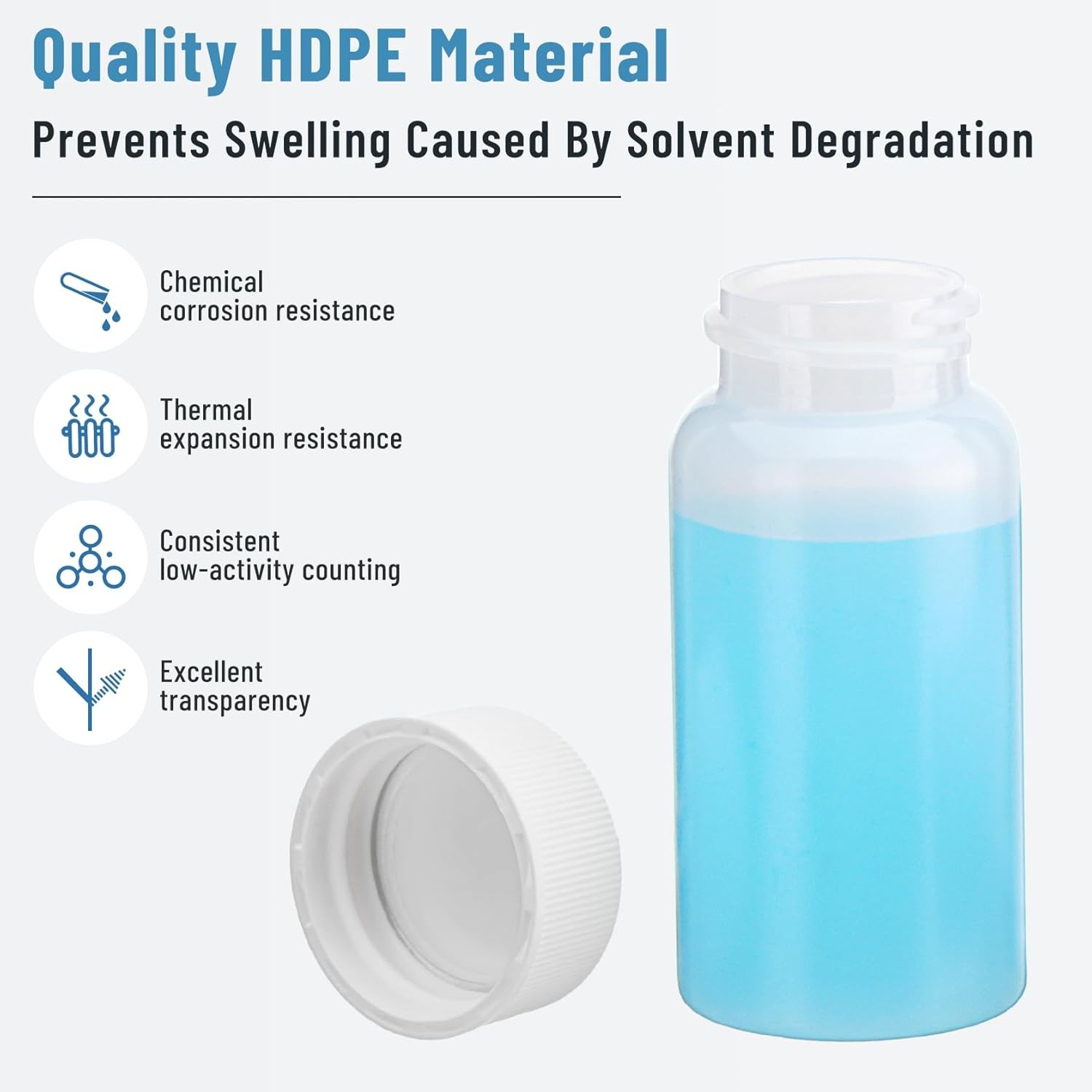 20mL Scintillation Vial 100Pcs HDPE Scintillation Vials w/22-400 White Screw Cap