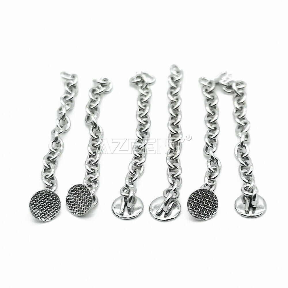 AZDENT Dental Orthodontic Traction Button Chain Round Silver/Gold Plated