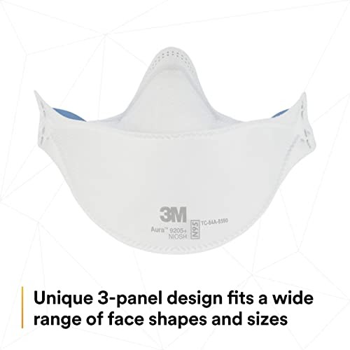 3M Aura Particulate Respirator 9205+ N95 20 Individually Wrapped NIOSH Approved