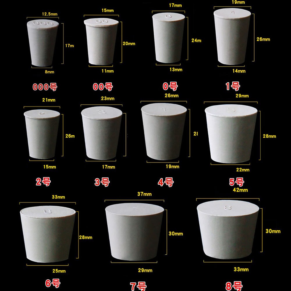 Rubber Bung Stopper Tapered Plugs Laboratory Solid Stoppers Sizes Various Flask