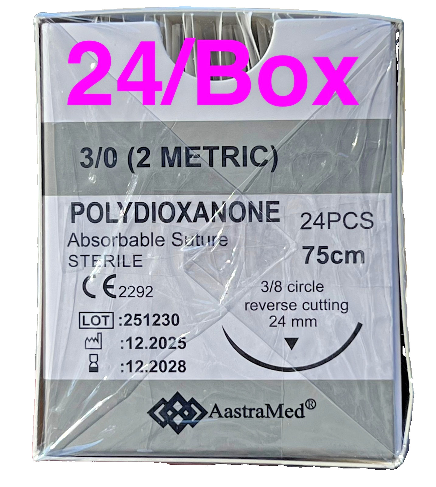 3/0 PDS/PDO 72ct Veterinary Surgical Suture Polydioxanone monofilament Dental