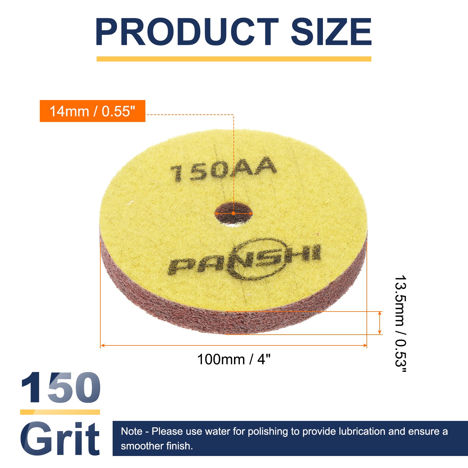2pcs Diamond Sponge Fiber Polish Pad 4″ 150 Grit Polish Pad Yellow Brown