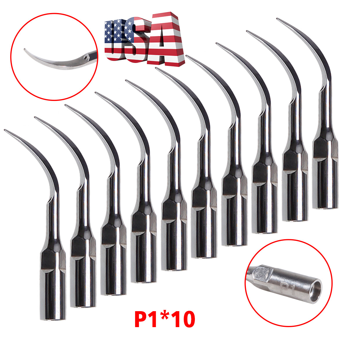 1-10*Dental Ultrasonic Perio Scaling Tips P1 Fit for EMS/woodpecker Handpiece ns