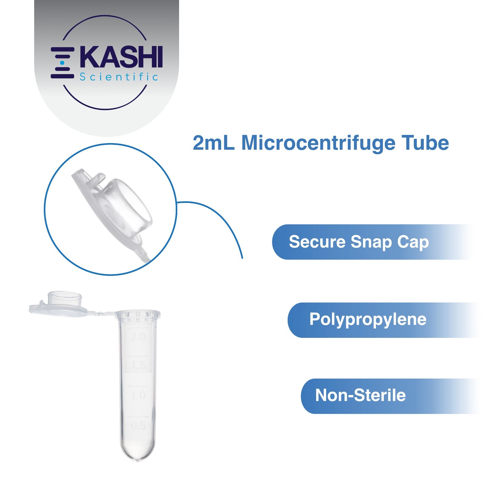 2mL Polypropylene Micro Centrifuge Tubes, Flip-Cap Tube with Frosted Area