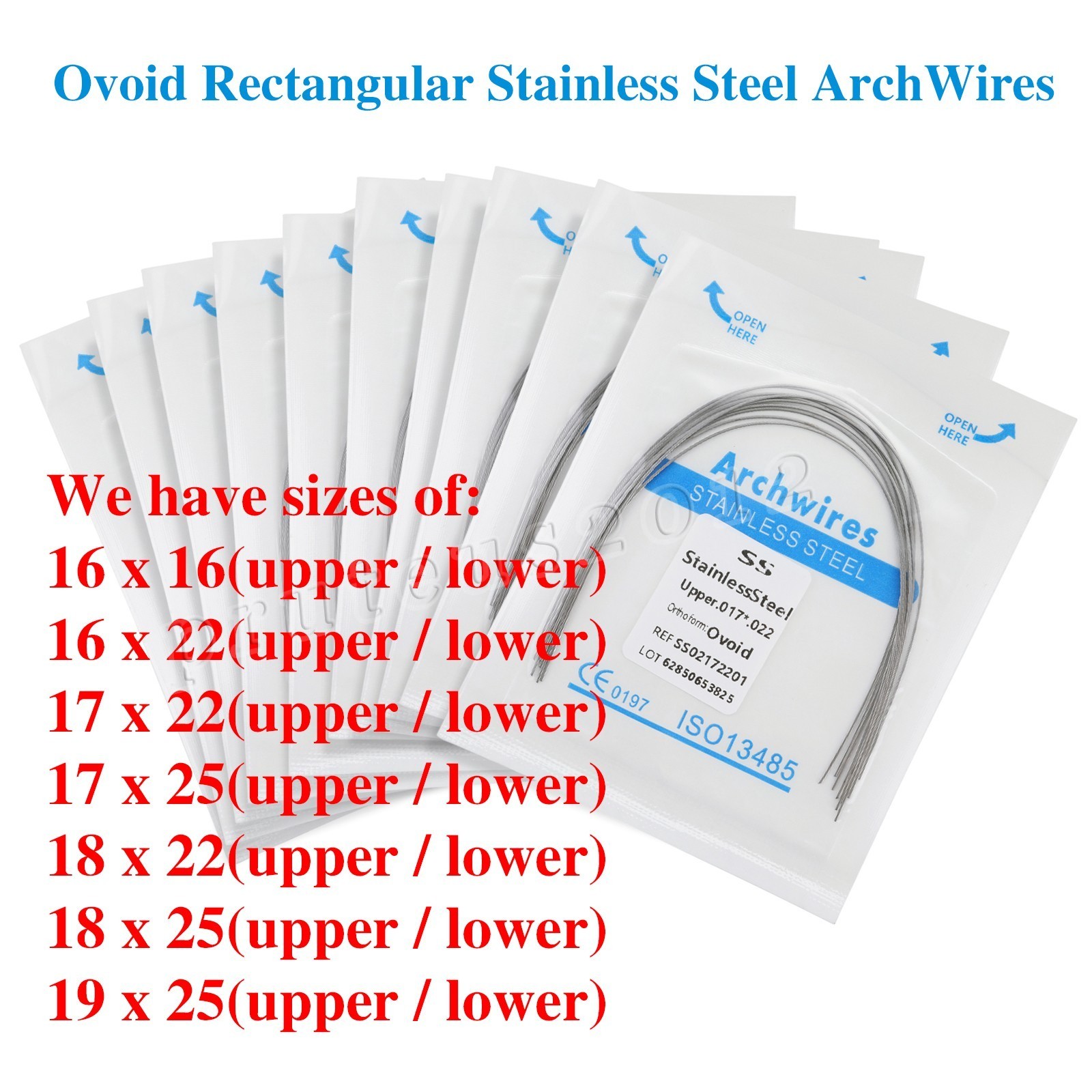 10 Packs Dental Ortho Round Arch Wire Stainless Steel Ovoid Form