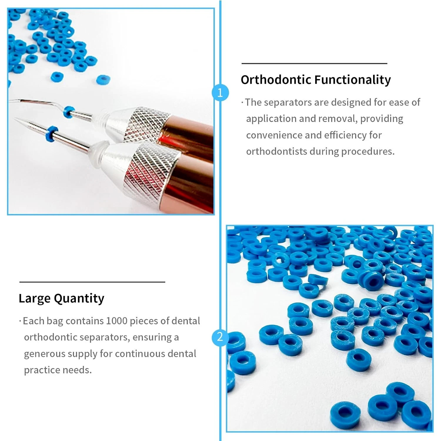 1000 Pcs/Pack Dental Rubber Force Orthodontic Separator Blue Ties Elastic Band