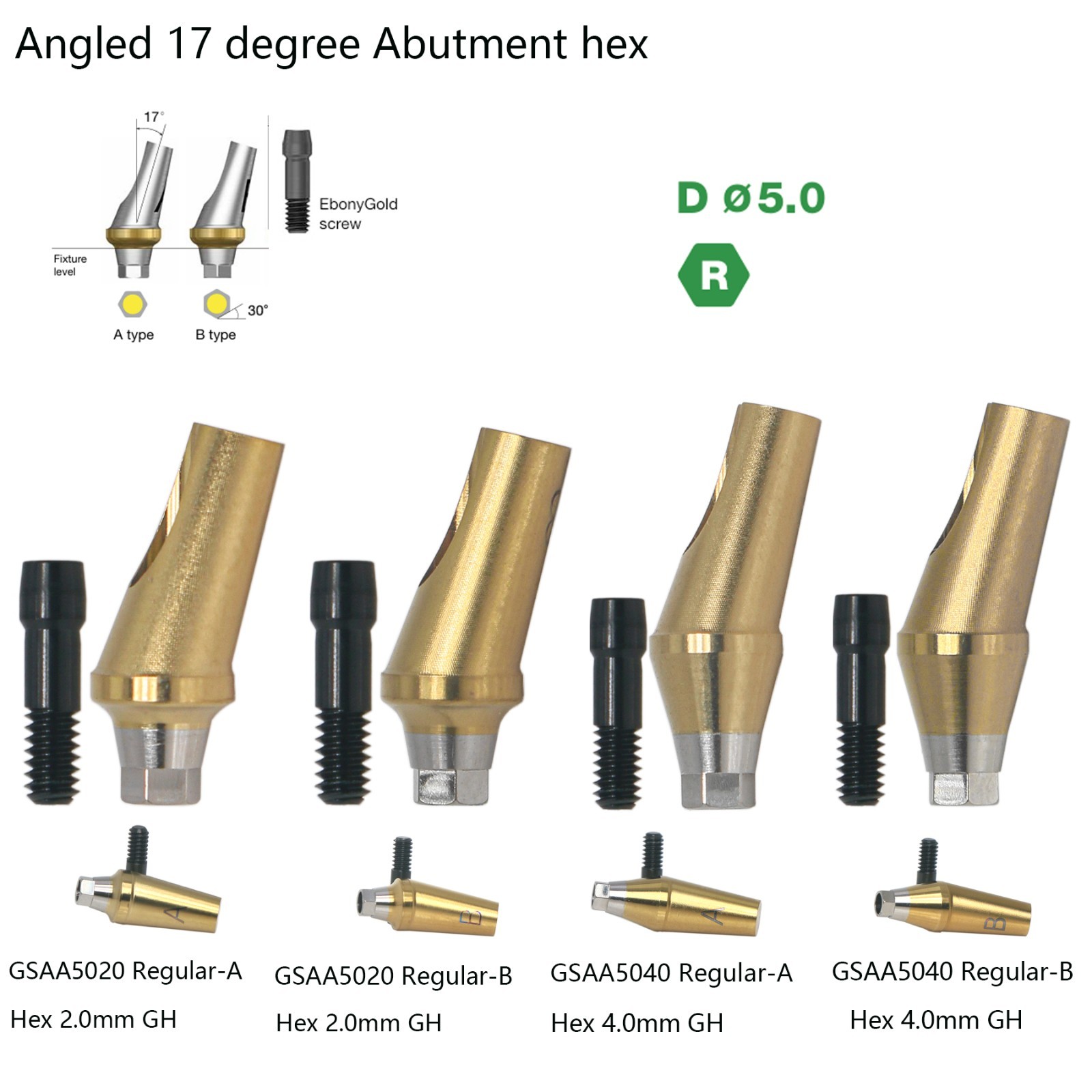 17° Dental Angled Anatomic Abutment For Hiossen Mini/Regular Platform Osstem TS
