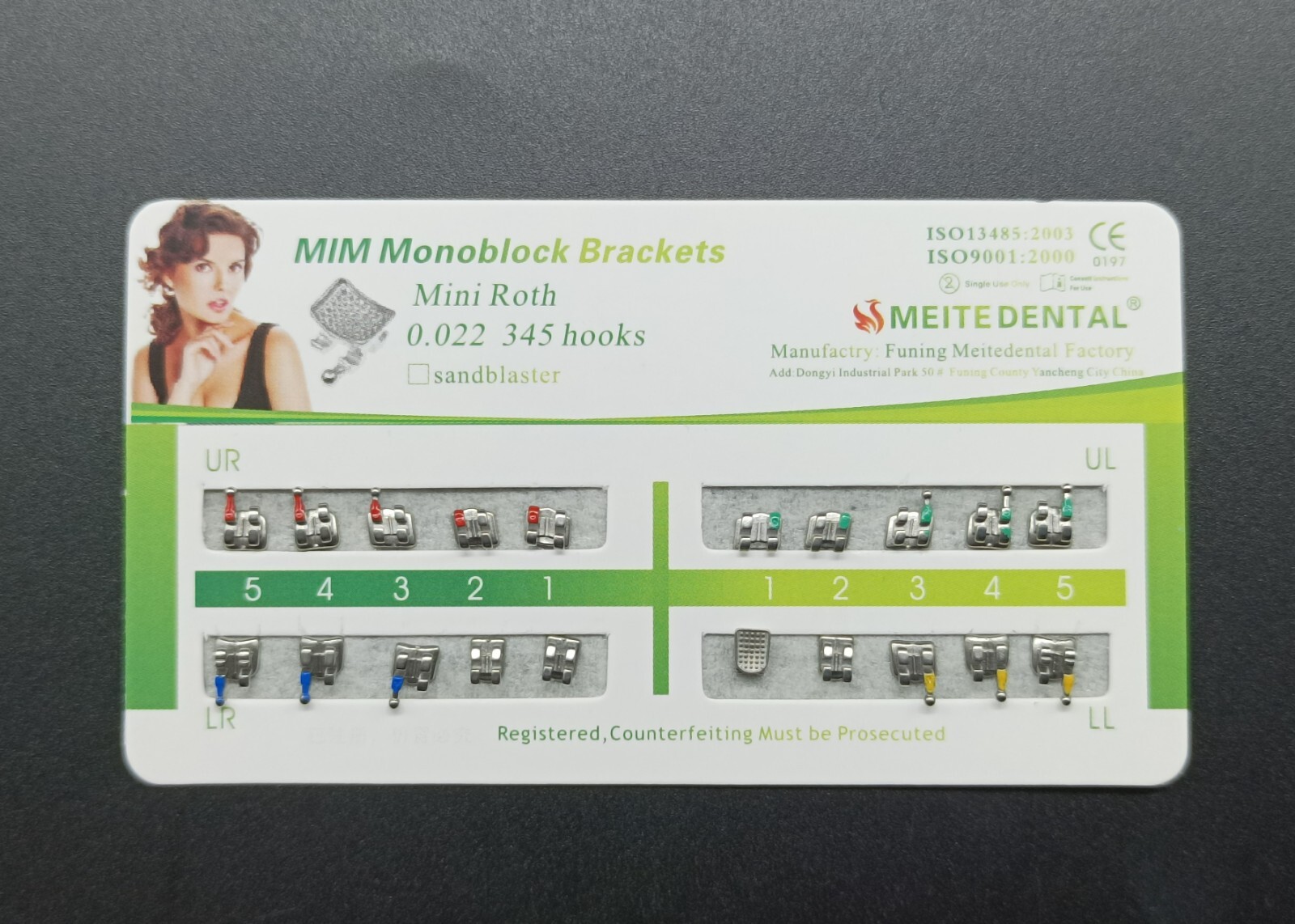 Dental Orthodontic MIM Monoblock Brackets Mini Roth 022 Slot 345 hooks Mesh Base