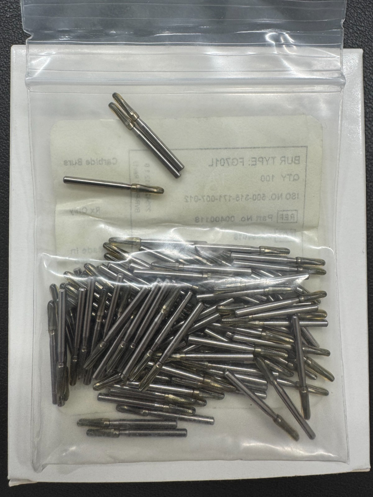 New Dental Carbide Bur FG 701L Long Cross Cut Taper, 1.2 mm, 100Pk (Pac-Dent)