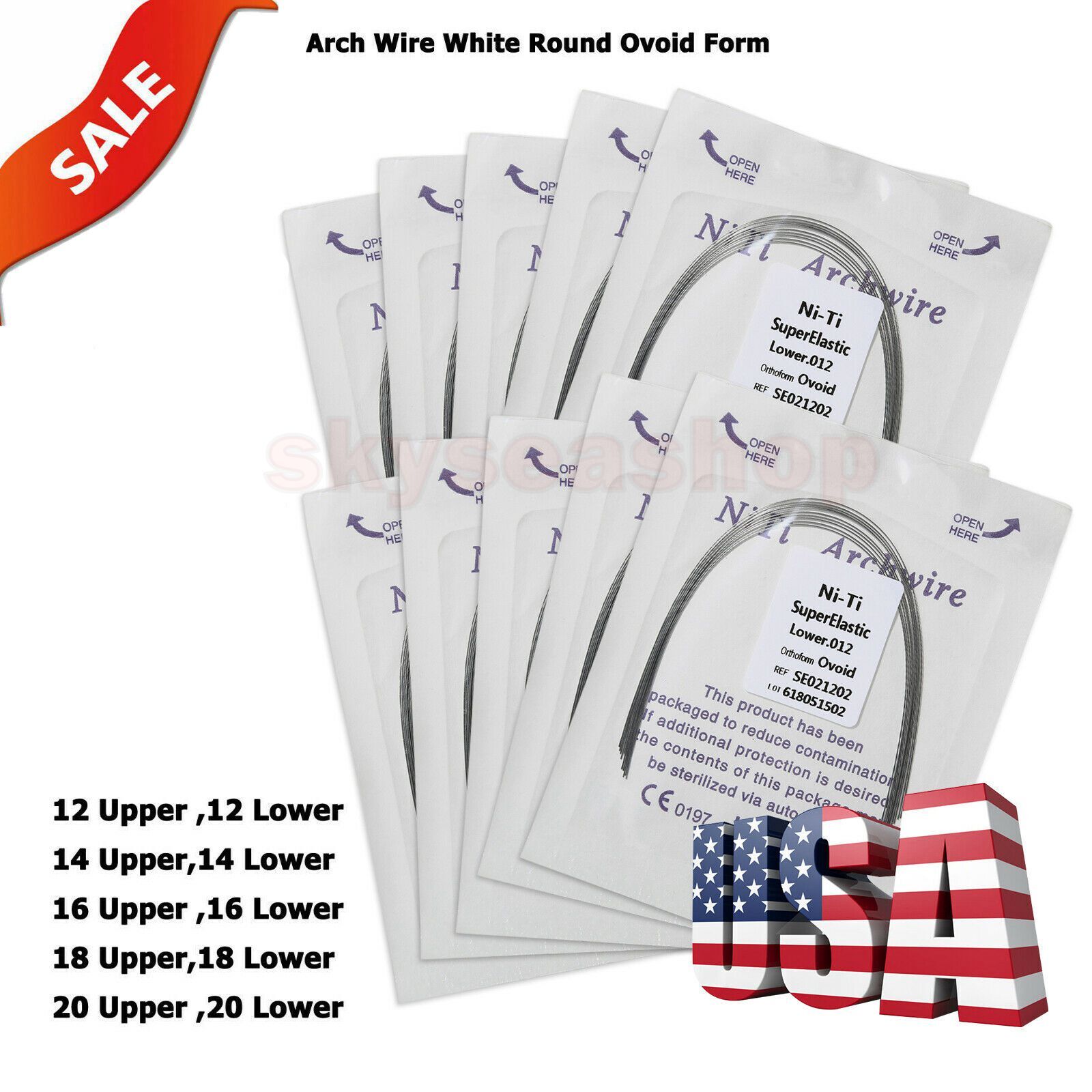 Arcos de Ortodoncia Dental Redondos Niti Arco de Alambre Ovoid Form 10pcs=1bag