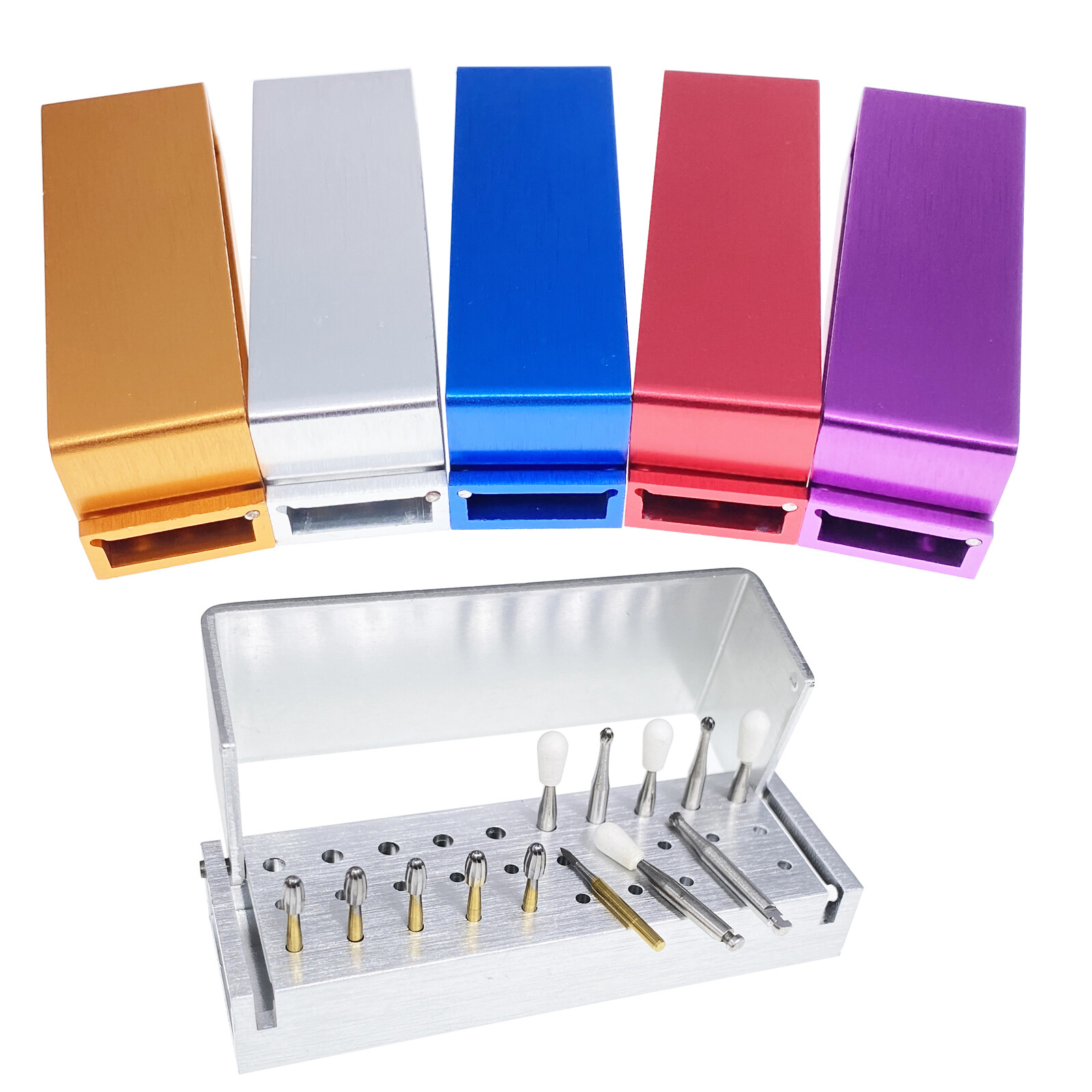 Dental Bur Burs Holder Block Disinfection Box Aluminium Autoclave 30 Holes
