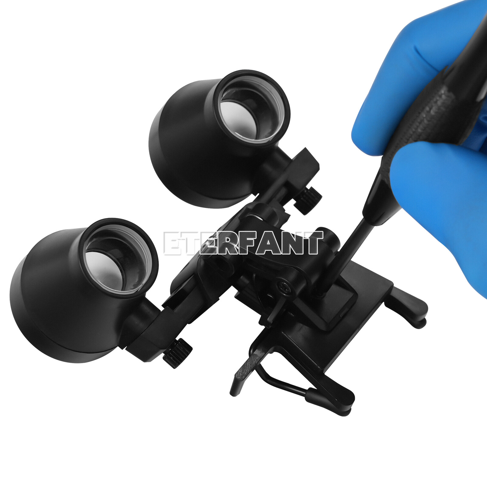 ETERFANT 3.5X Dental HD Binocular Magnifier Loupes Silver+5W LED Head Light Lamp