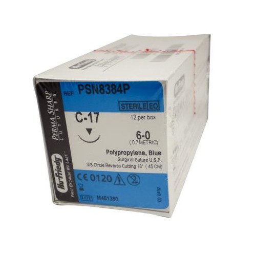 Hu-Friedy PSN8384P Perma Sharp Polypropylene Sutures C-17 6-0 18″ 12/Bx