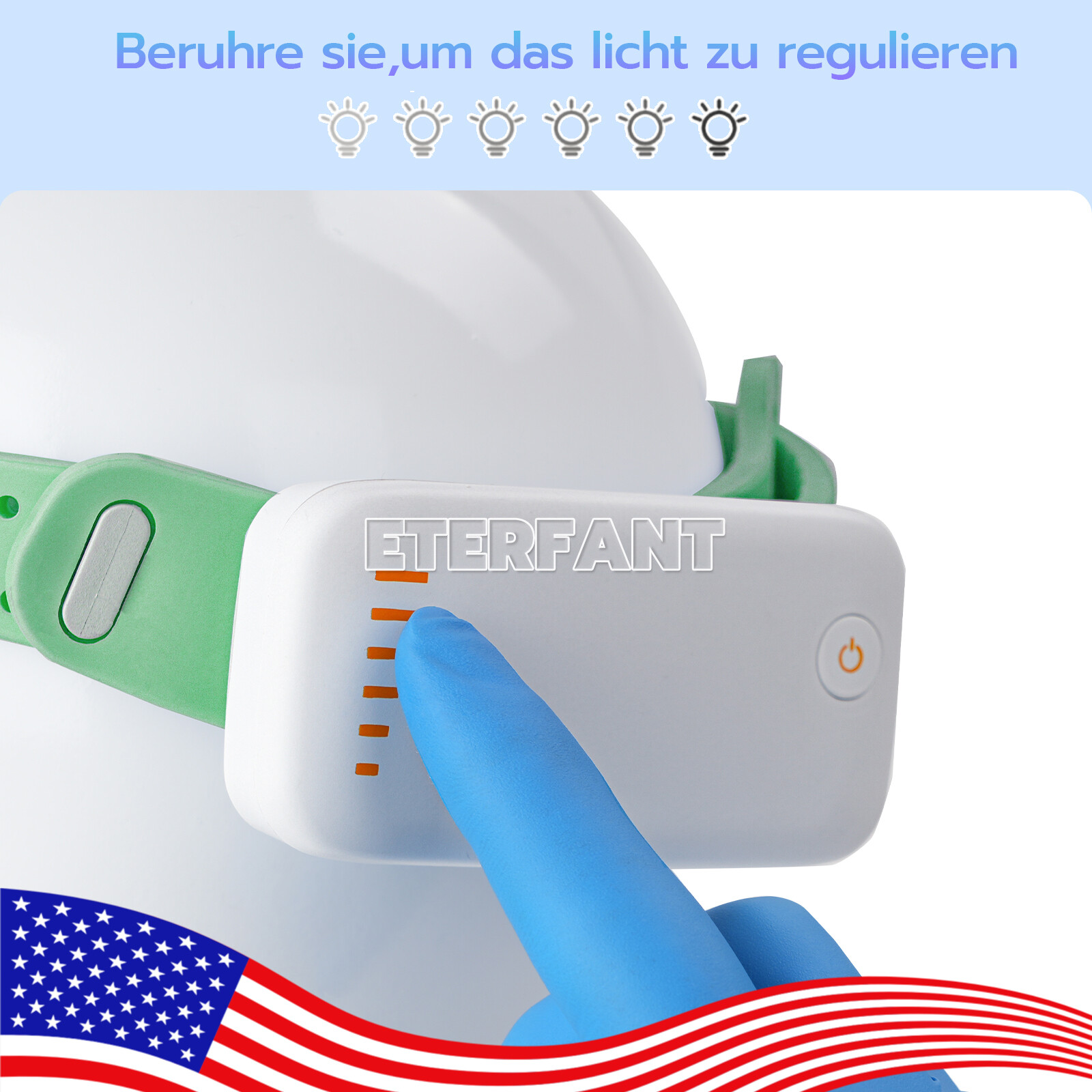 ETERFANT Lightweight Silicone Headlight Lamp Green Dental Surgery Medical 5W LED