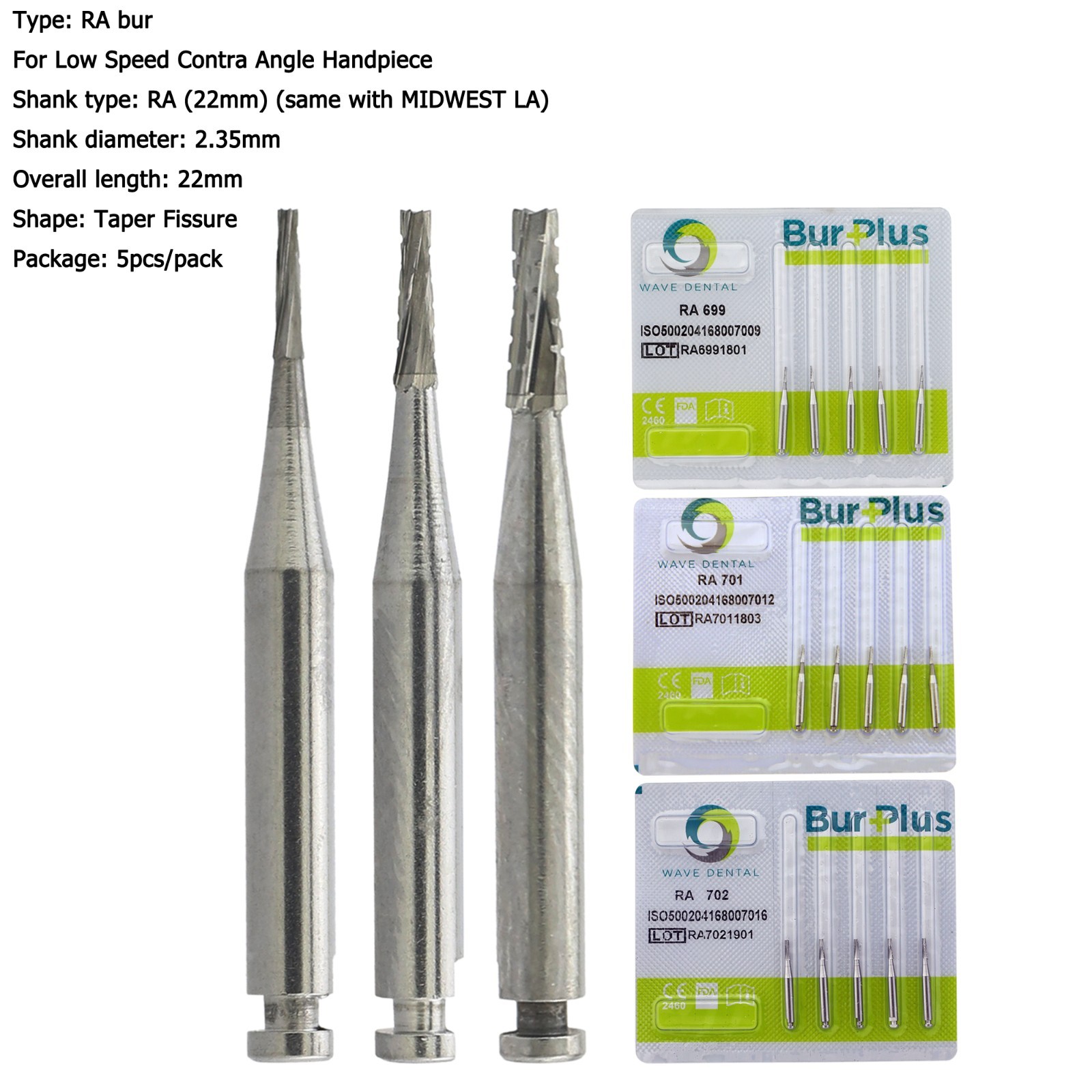 Dental RA Latch Round Burs Surgical Bur Carbide 2 4 6 For Low Speed Contra Angle