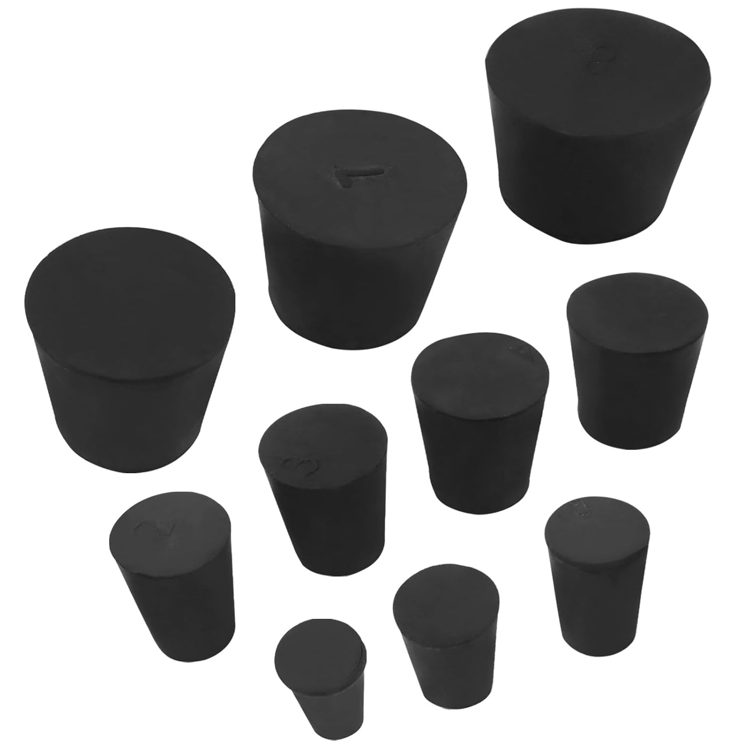 26 PCS Solid Rubber Stoppers, 11 Assorted Sizes(000# – 8#) Tapered Lab Bungs …