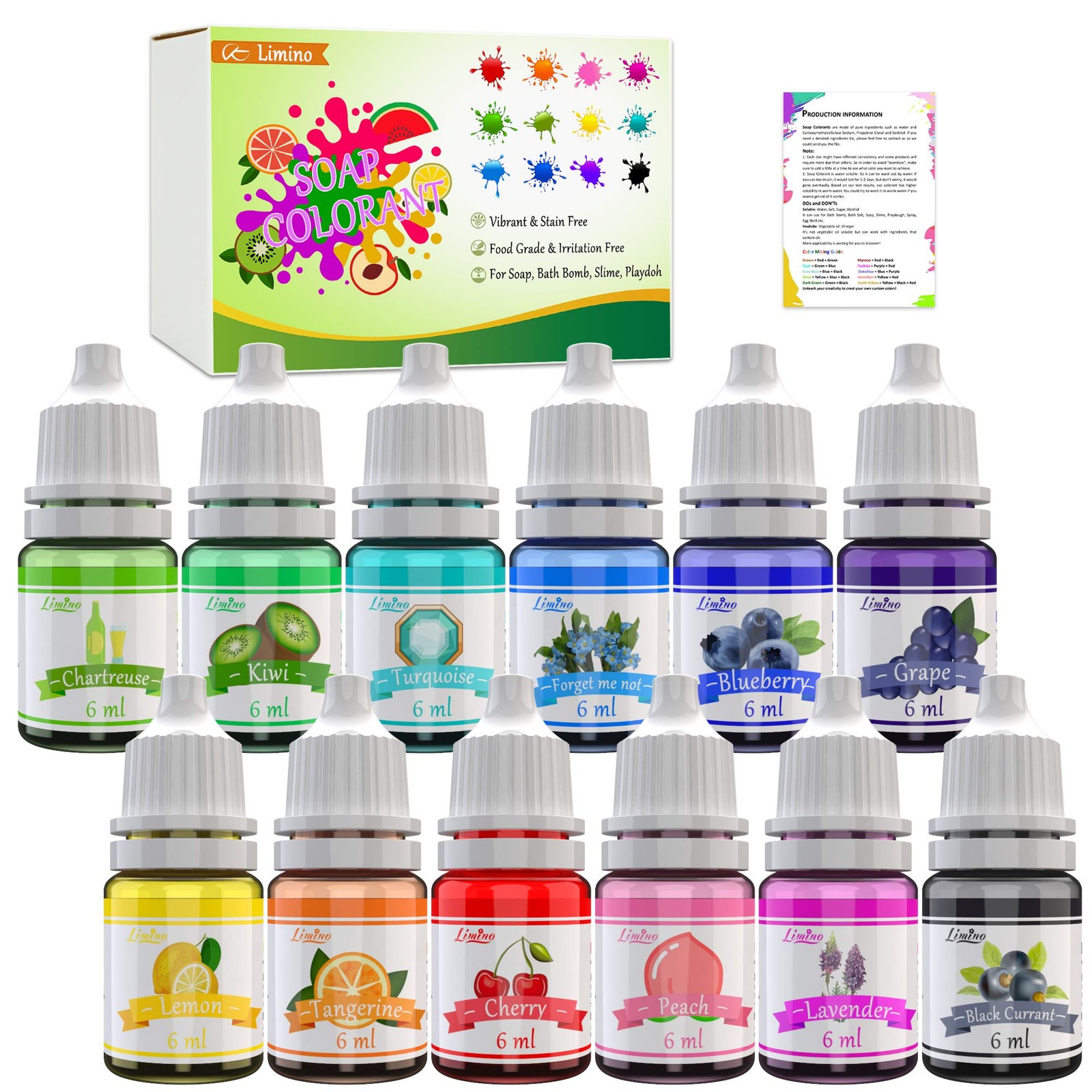 0.20 Fl Oz (Pack of 12), Red, Pink, Violet, Orange, Teal, Lake Blue, Navy,…