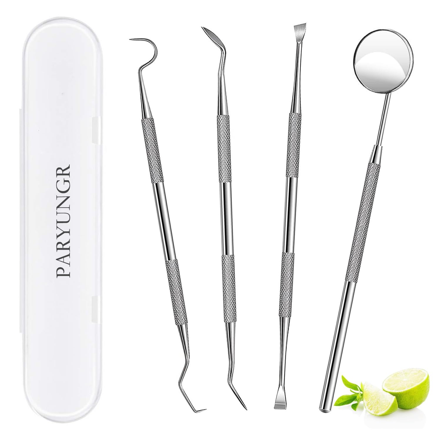 PARYUNGR Dental Tools, Professional Teeth Cleaning 5 Piece Assortment, Silver
