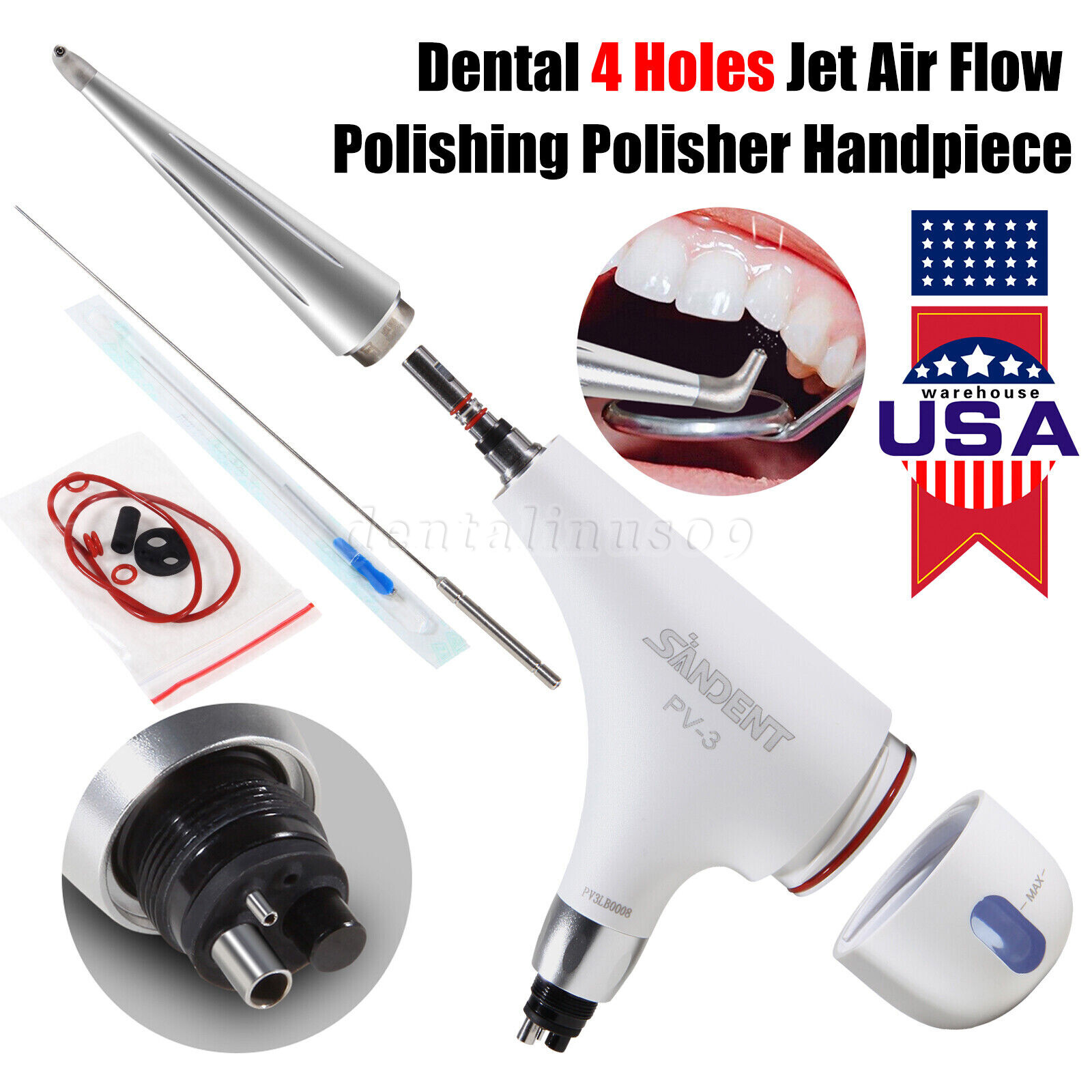 USA Dental Air Flow Teeth Polishing Polisher Handpiece Hygiene Prophy Jet 4 Hole
