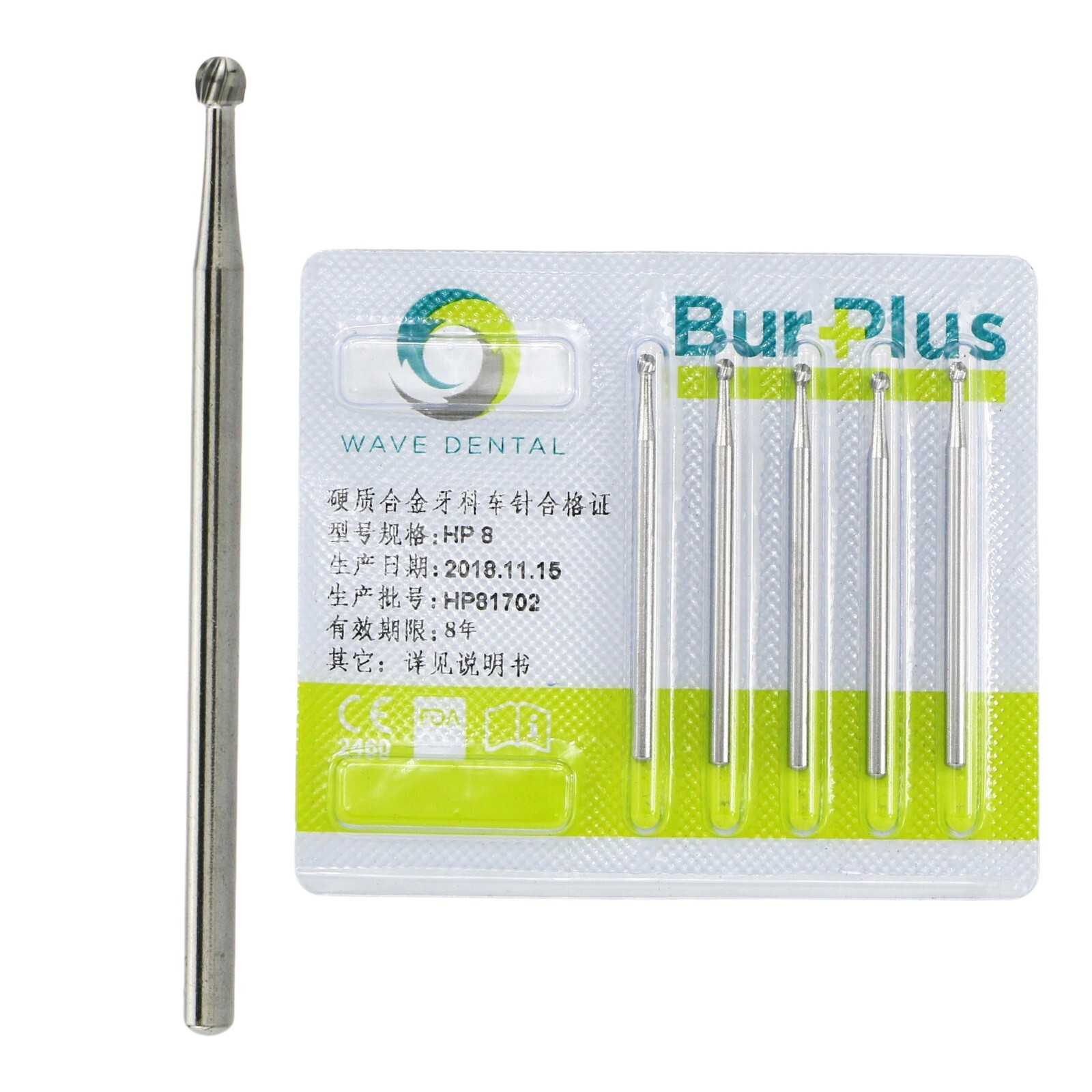10Pcs Wave Dental Carbide Bur HP For Low Speed Round Straight HP 1 2 3 4 5 6 7 8