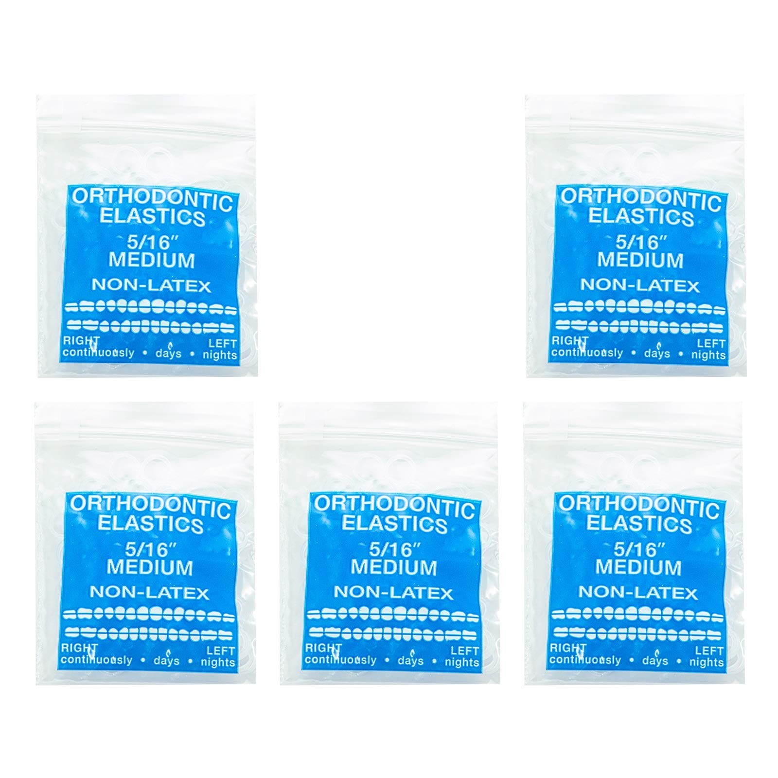 Orthodontic Elastics 5/16 Inch Medium 4.5oz 500 pack Intraoral Rubber Bands L…