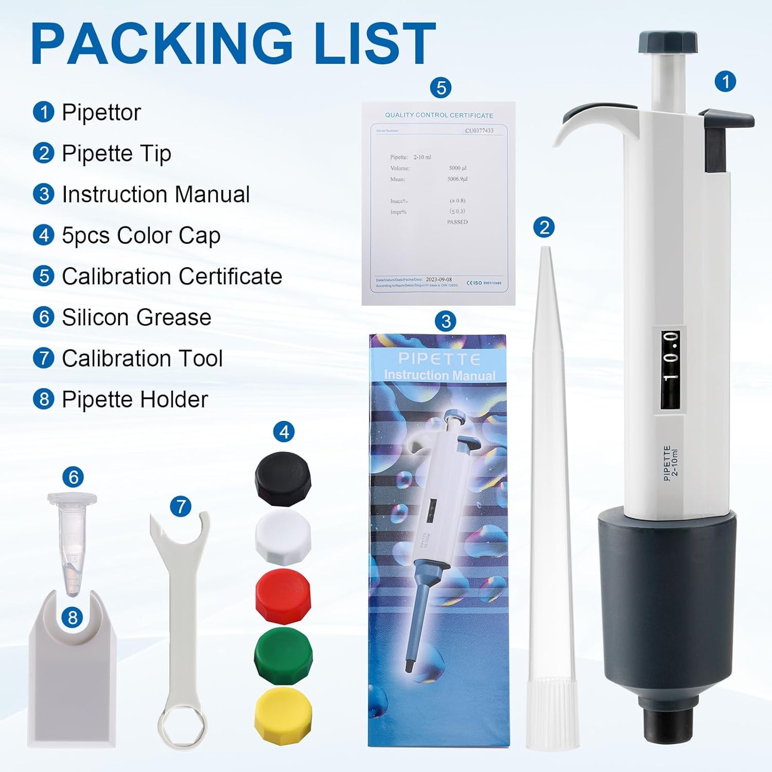0.1-1ml 1-5ml 2-10ml Micropipette Single Channel Pipettor Adjustable Pipette New