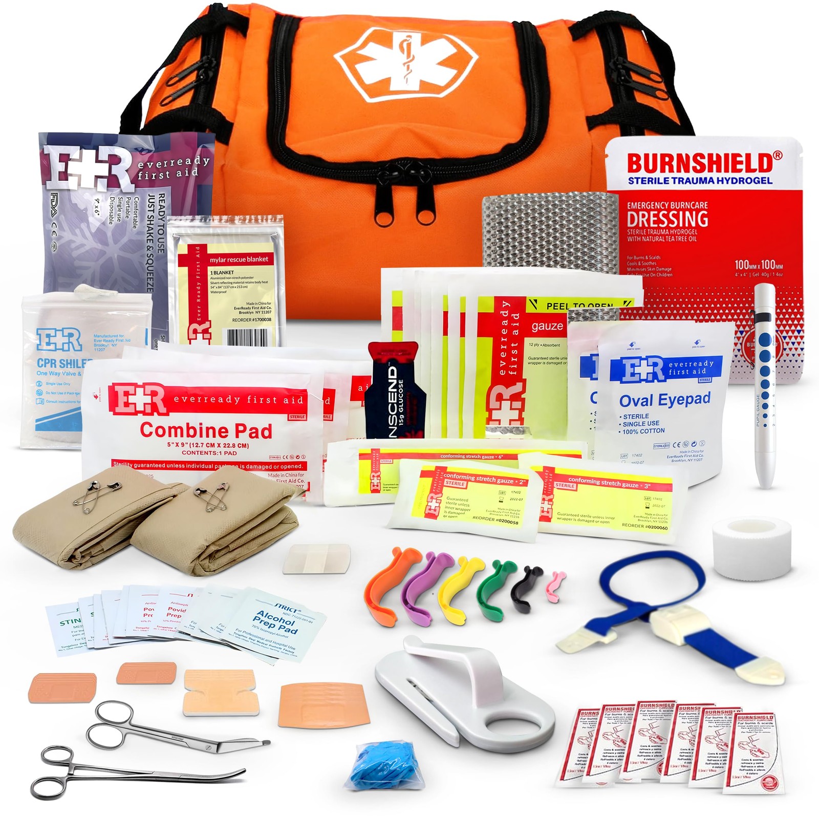 Fully Stocked Trauma First Aid Kit – 1 Count (Pack of 1), Orange