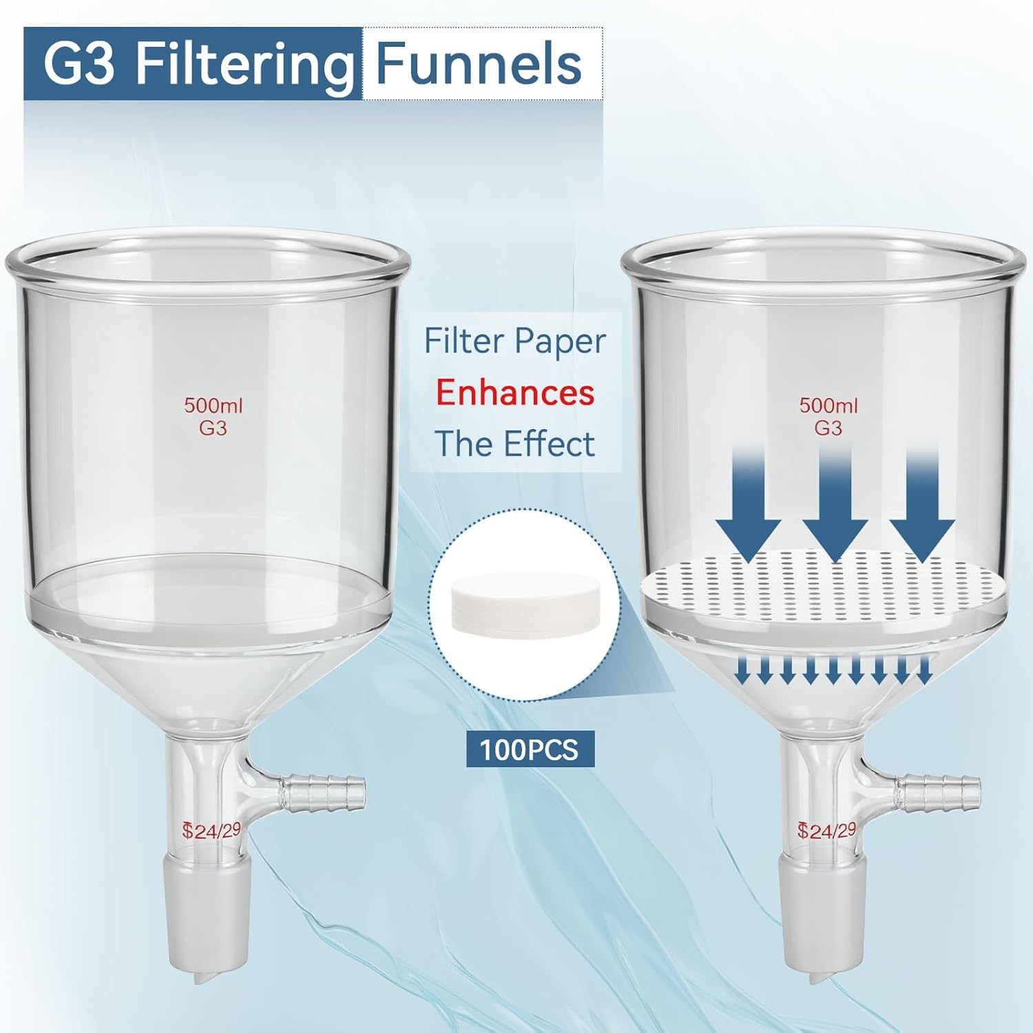 Glass Vaccum Suction Filter Filtration Kit 500ml Funnel & 1000mL Flask LAB Set