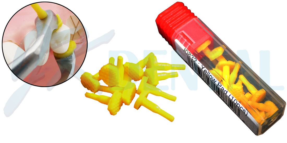 Dental Crown Remover Rubber Pads Replacement 10 Silicone Yellow Tips