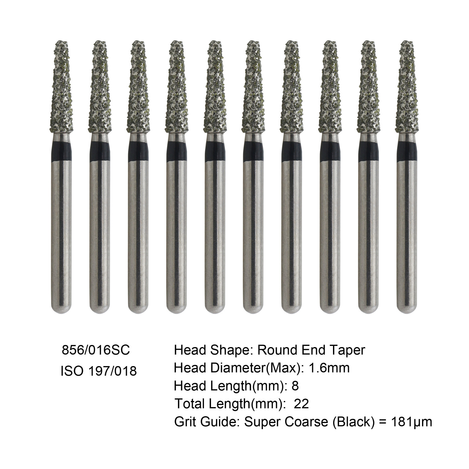 Dental Burs Diamond FG 856/016SC Round End Taper Super Coarse Grit High Speed