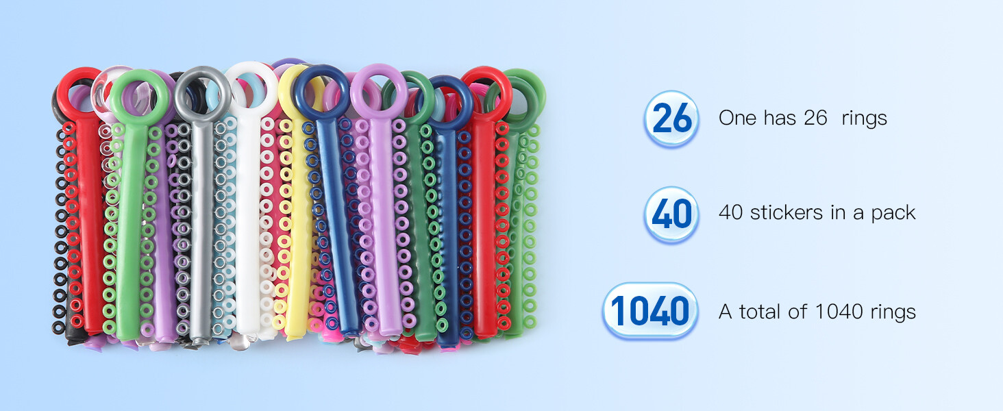 JMU Dental Orthodontic Ligature Ties Elastic Latex Bands 1040pcs/pk Multi-Color