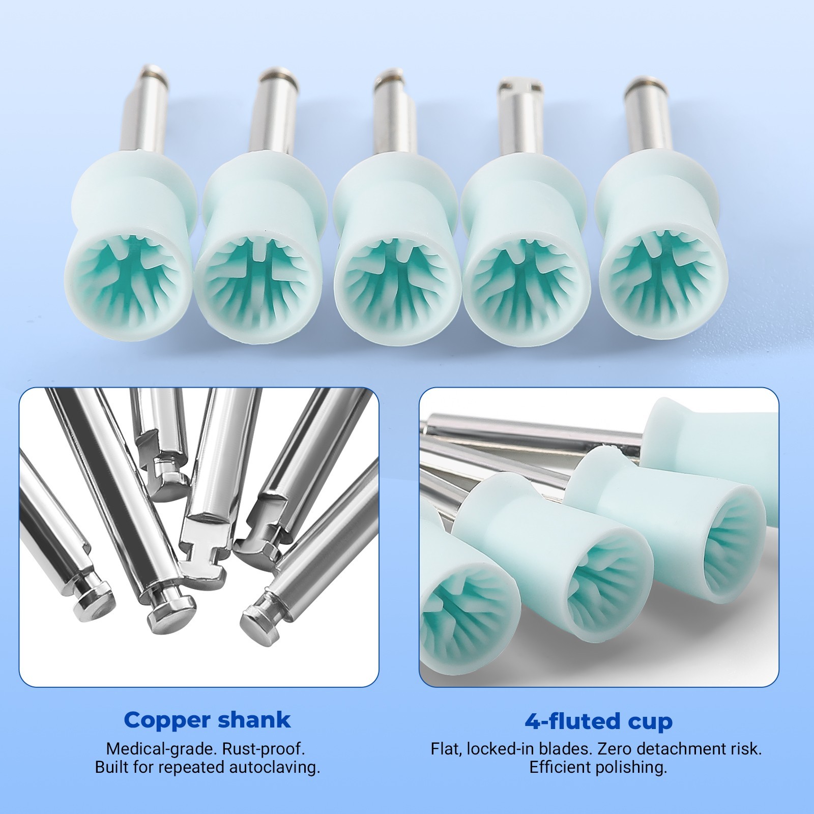 JMU Dental Prophy Cups Latch / Screw Type Four Pages Soft Polishing Cup 144pcs