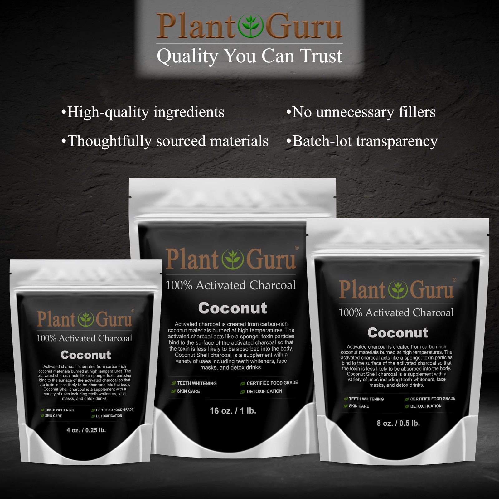 Activated Charcoal Powder Bulk – 1.75 lbs. Jar, Coconut 28 Ounce (Pack of 1)