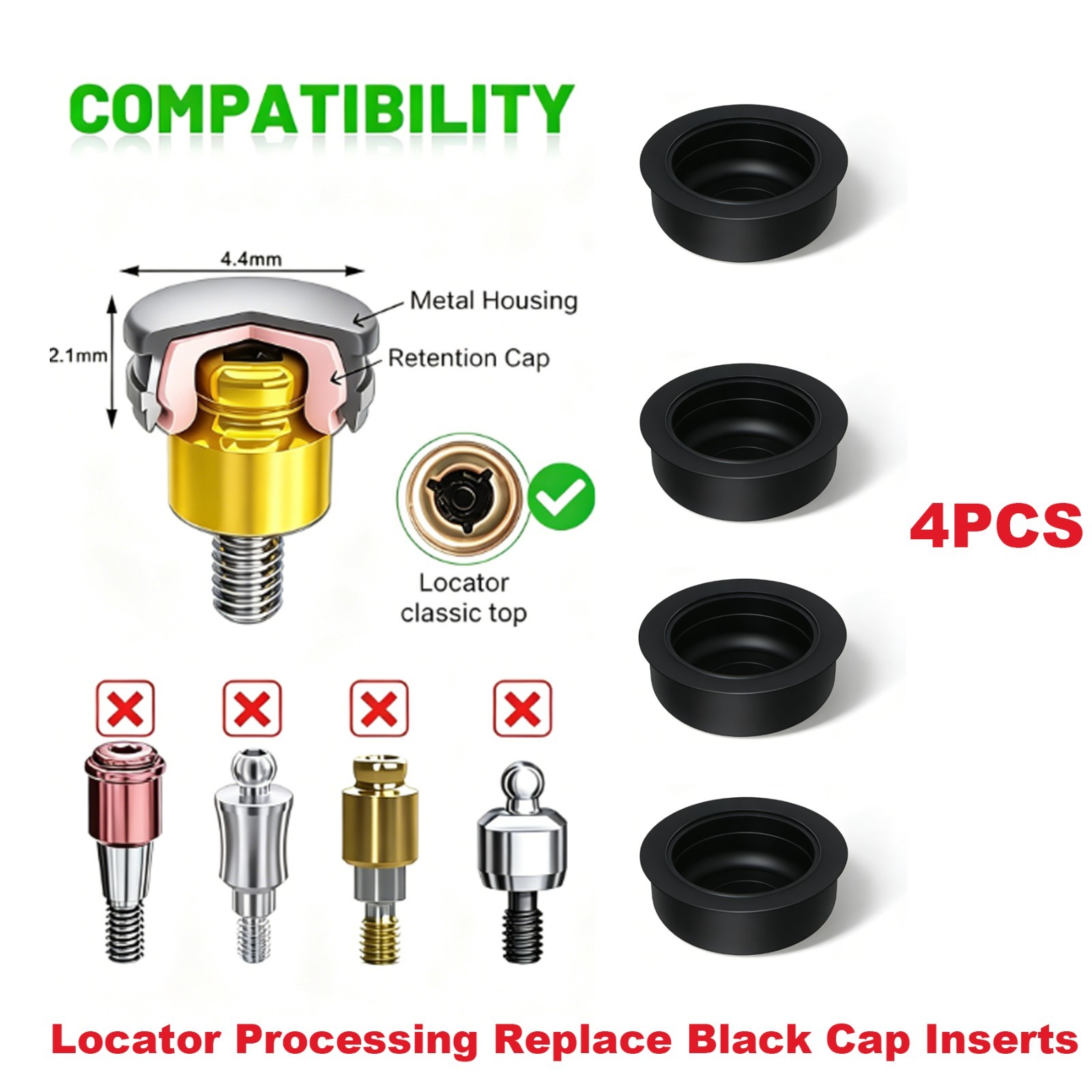 US Dental Fit Zest Anchors Locator Retention Caps Range & Core Tool Overdenture