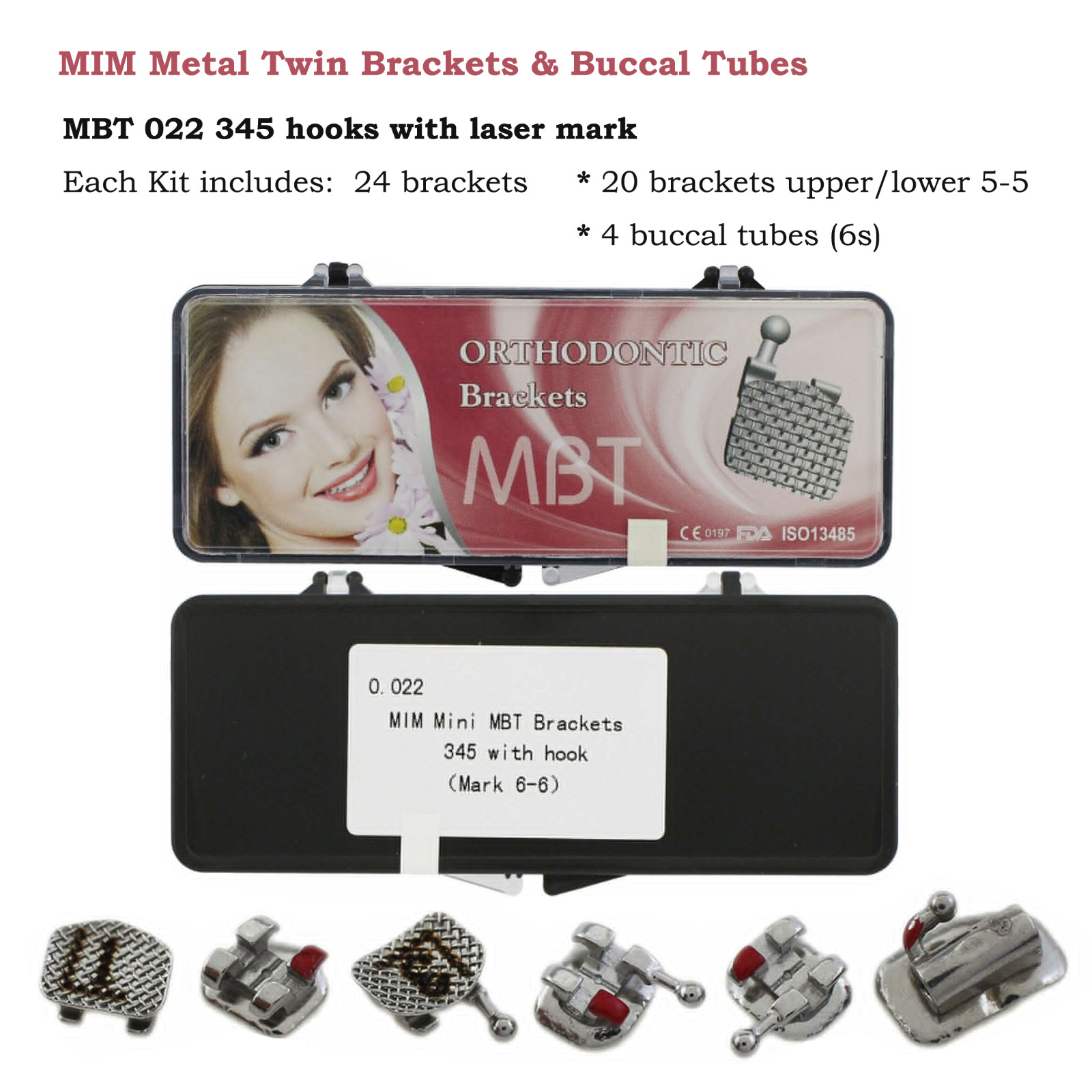 Dental Orthodontic Mini Bracket Braces Buccal Tubes Metal MIM Roth MBT 0.022 6-6