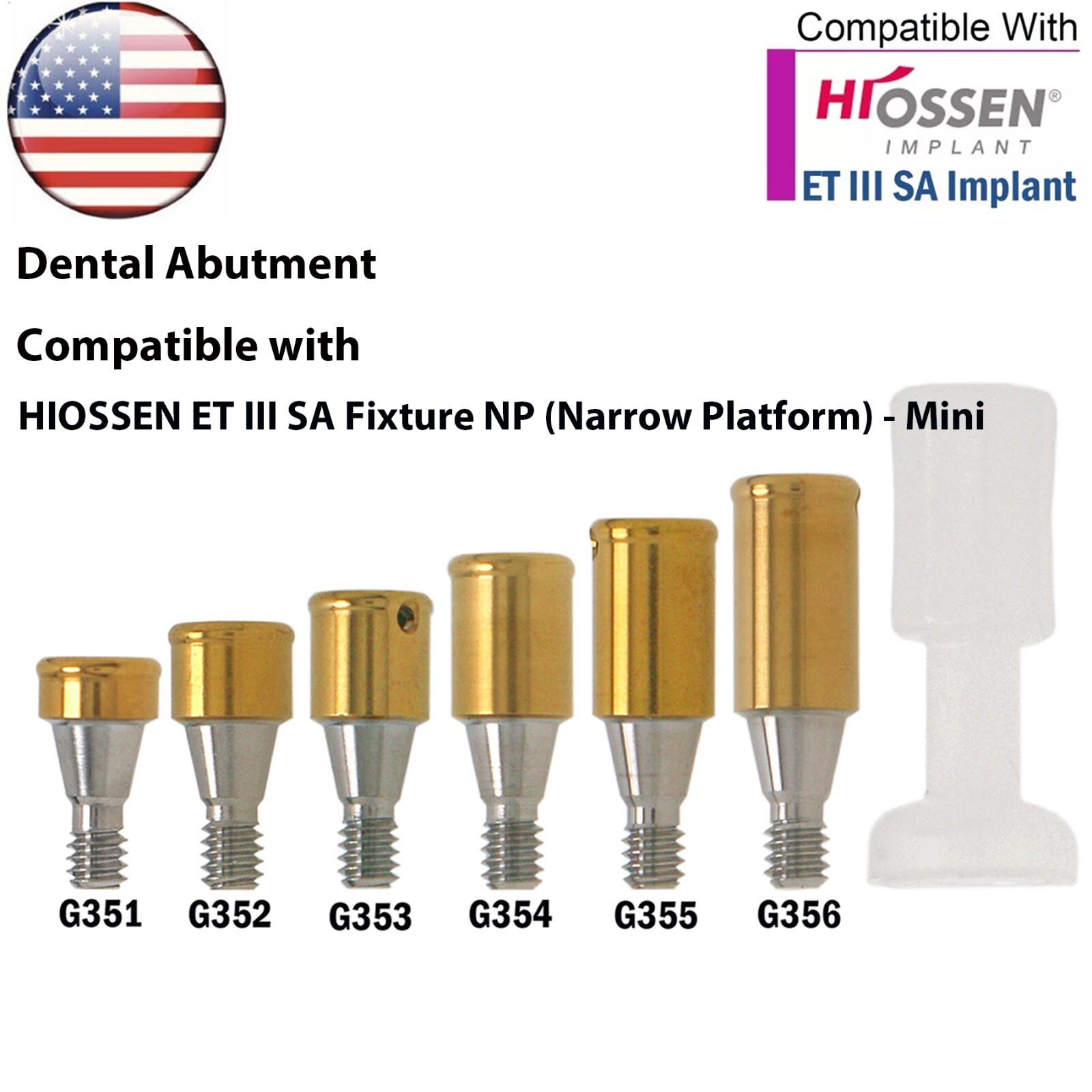 US HIOSSEN ET Dental Mini Locator Abutment 1-6mm GH Overdenture Male Caps Tool
