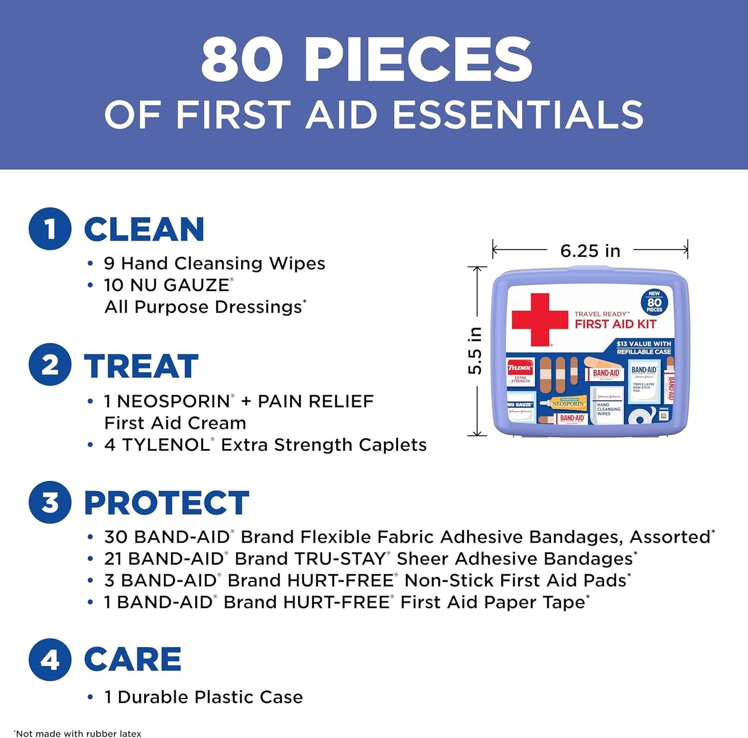 Band-Aid Brand Travel Ready Portable Emergency First Aid Kit For Minor Wound