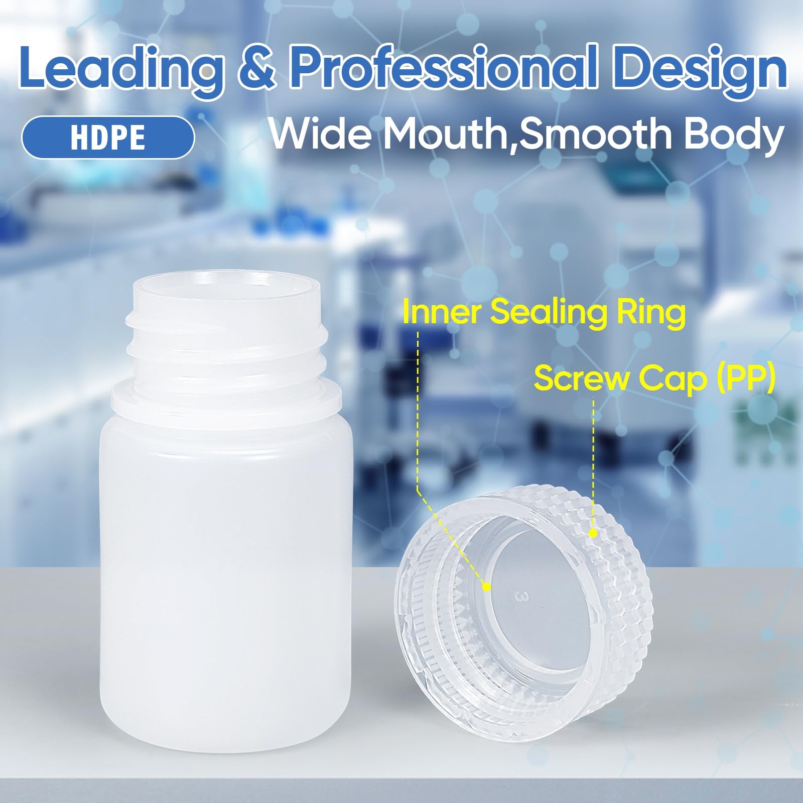 DEMORA 1 oz Small Plastic Bottles with Caps, Airtight 1 oz, Translucent