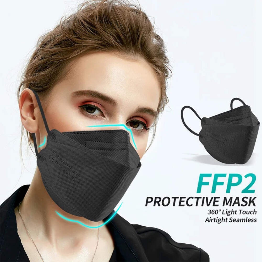 10–100 PCS KN95 Fish-Style Face Masks 4-Layer Anti-Dust Breathable Adult Protect