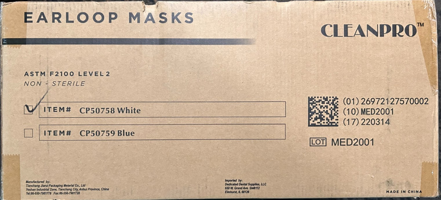 CleanPro Extra Soft Earloop Face Mask White-50 Masks Per Box-1000 Total Masks