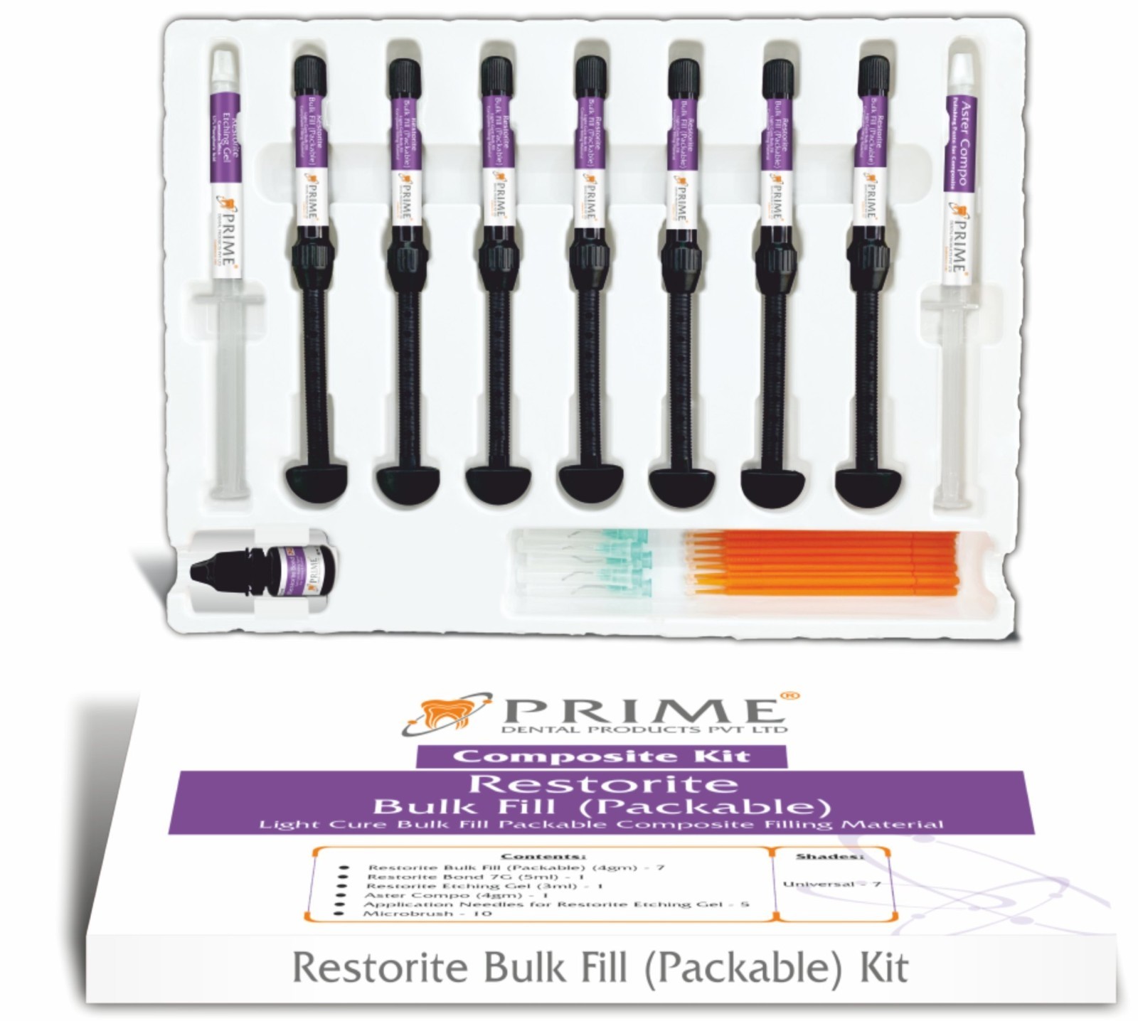 Prime Dental Restorite Light Cure Bulk Fill Packable Composite Kit (Free Ship)