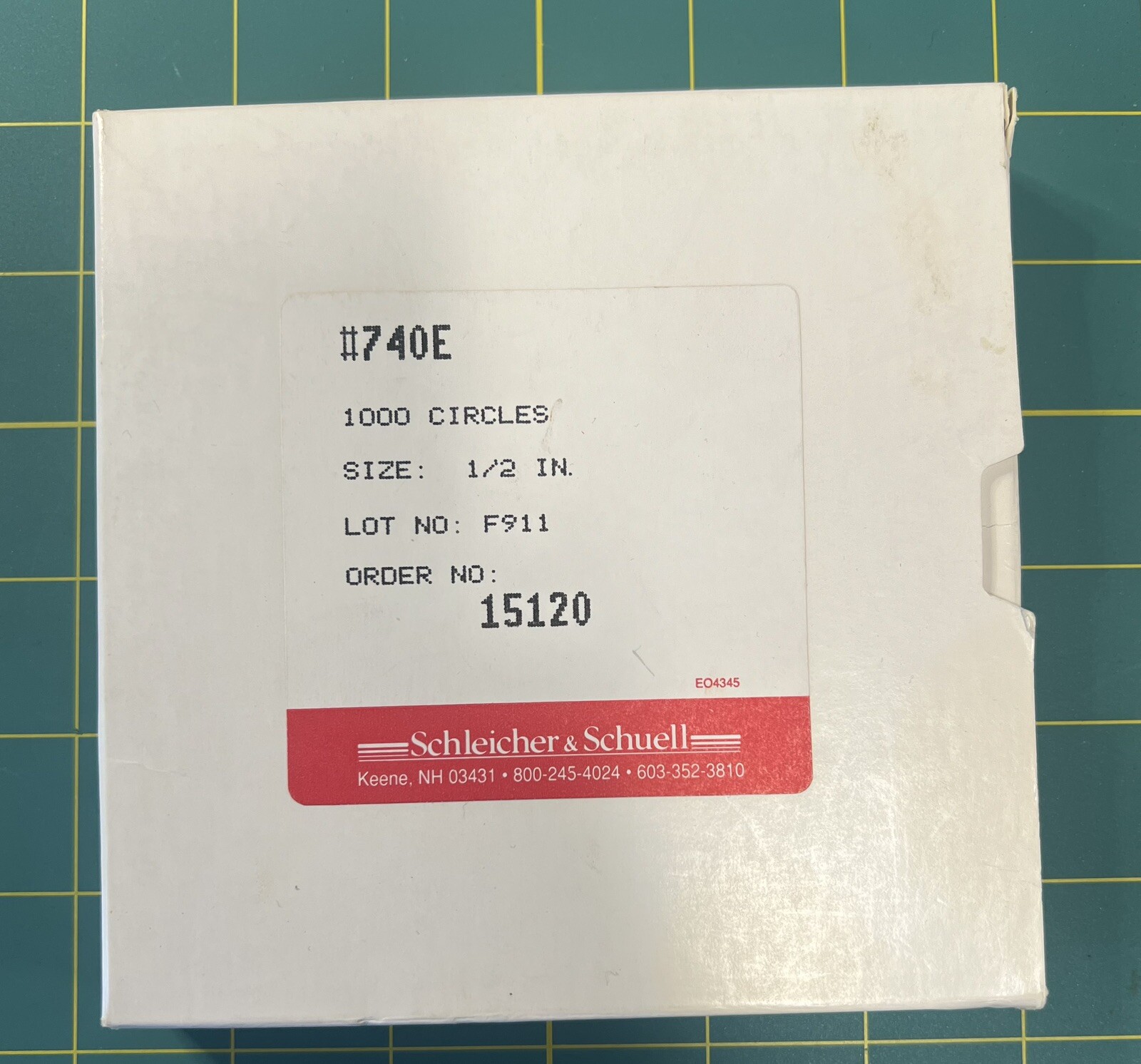S&S/WHATMAN 740E Filter Paper Circles, 0.5in/12.7mm Diam #10328170 (S&S 15120)