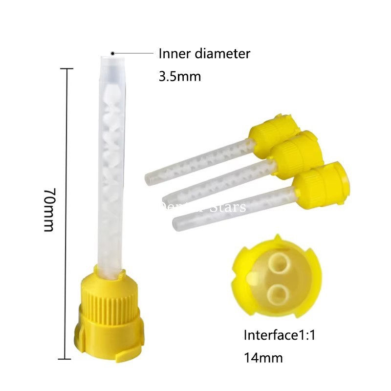 Dental Mixing Tips impression Silicone Rubber Mixer Tip Yellow Long 7cm/Short 5c