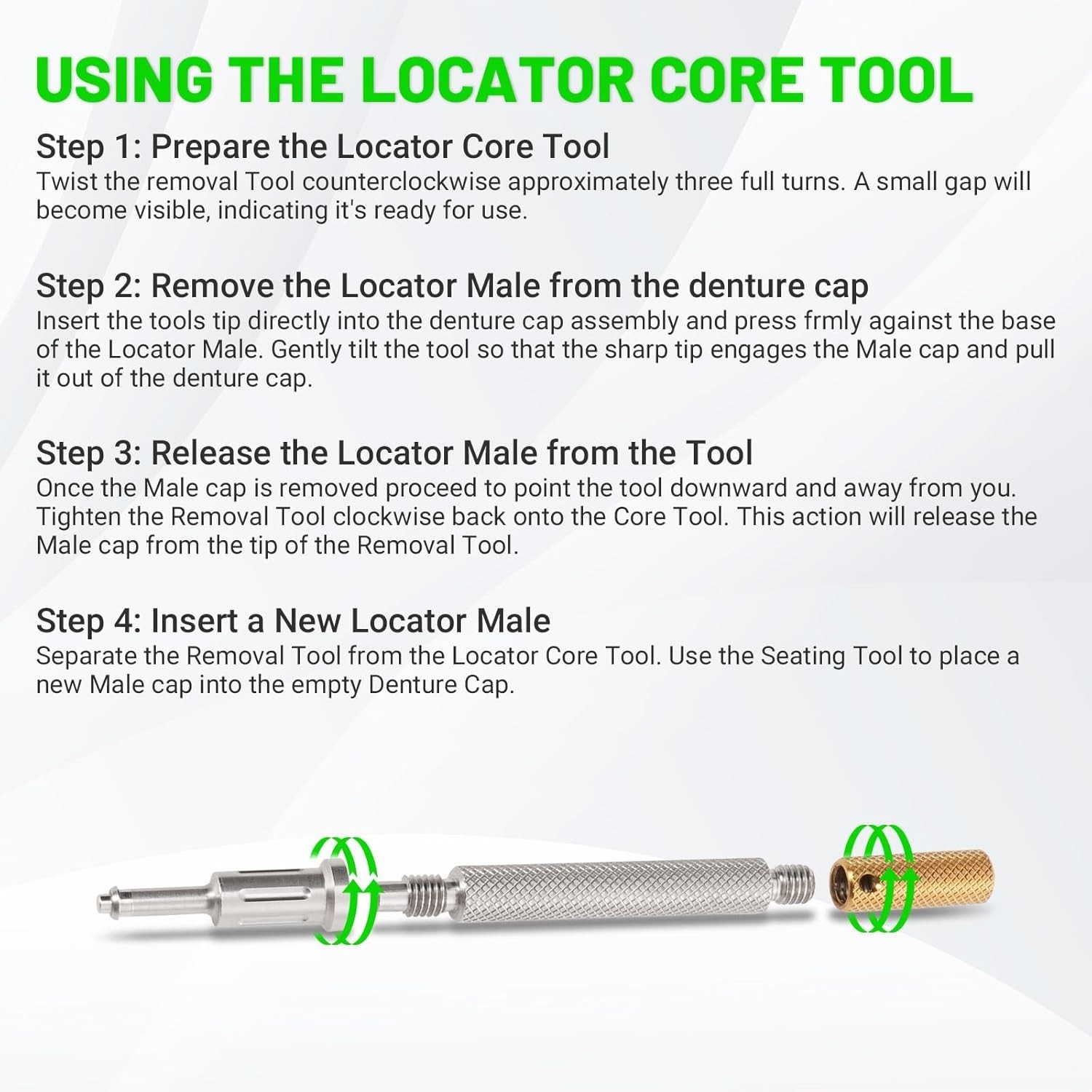US Dental Novaloc & Locator Core Tool Mounting & Demounting Instrument Retention