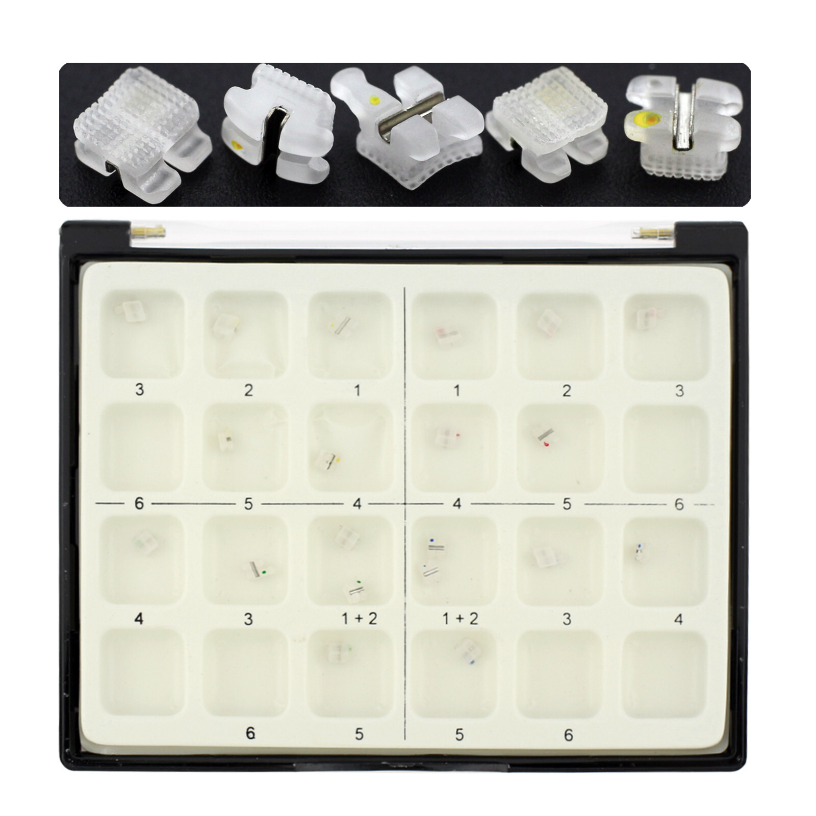 Orthodontic Ceramic Brackets w/Metal Slot 022 018 Roth MBT 3 Hook Braces Clarity