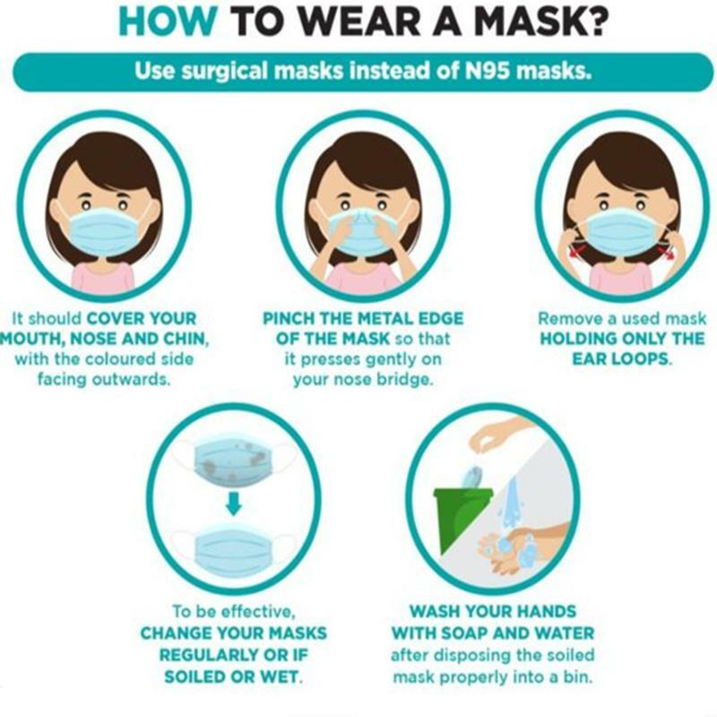 50 White and Blue FACE MASKS Disposable 3 Layers Breathable Earloop Covers PPE
