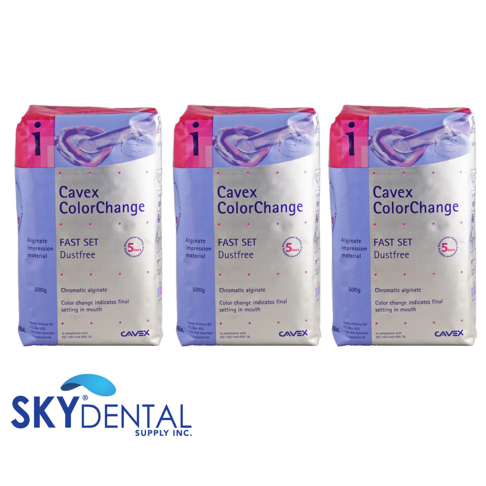 Cavex Color-Change Alginate Impression Material, Fast Set 500g (1-2 or 3 Bags)