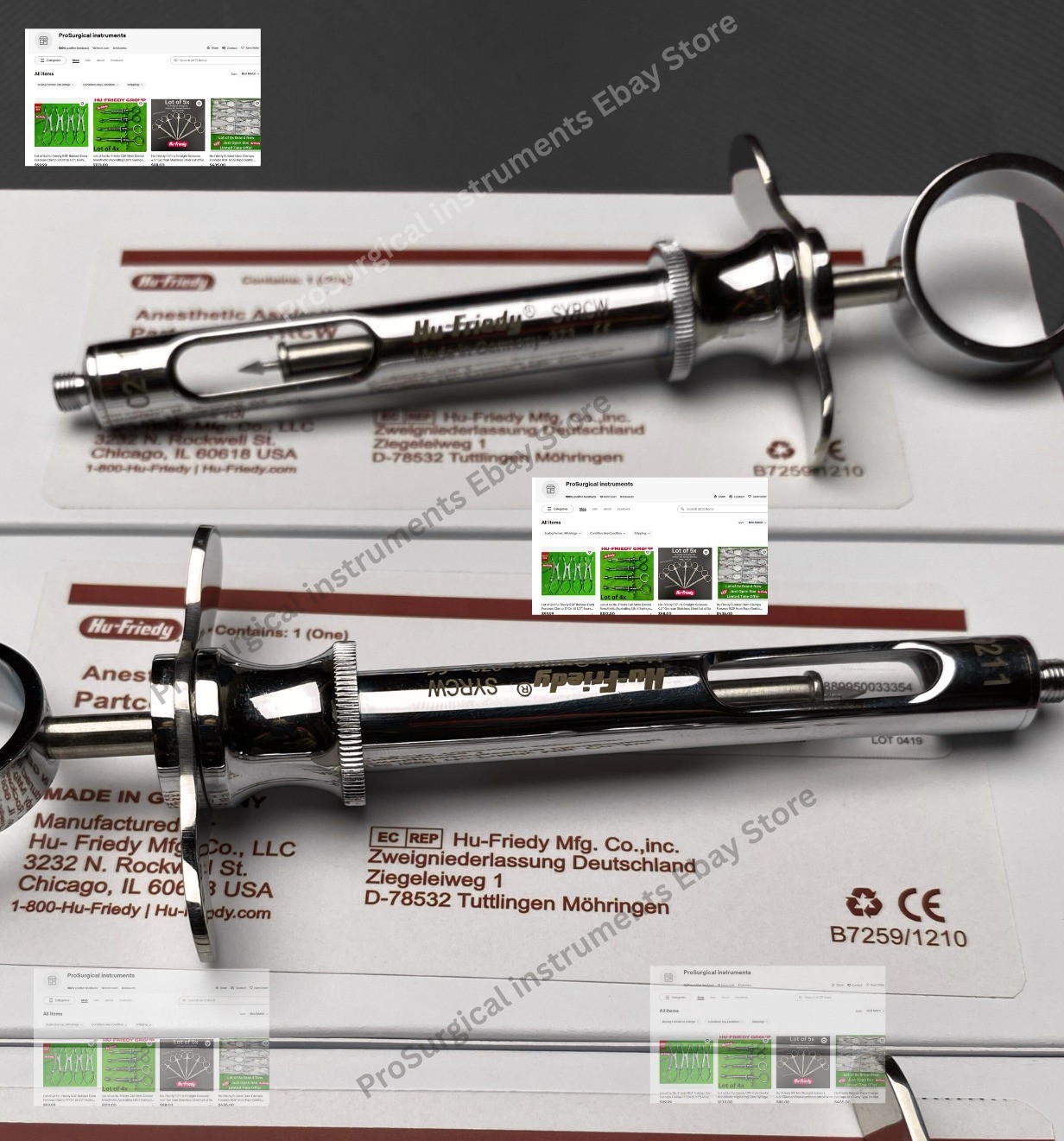 Hu-Friedy CW Type Dental Anesthetic Aspirating1.8ml Syringe SYRCW Lot 0f 8x