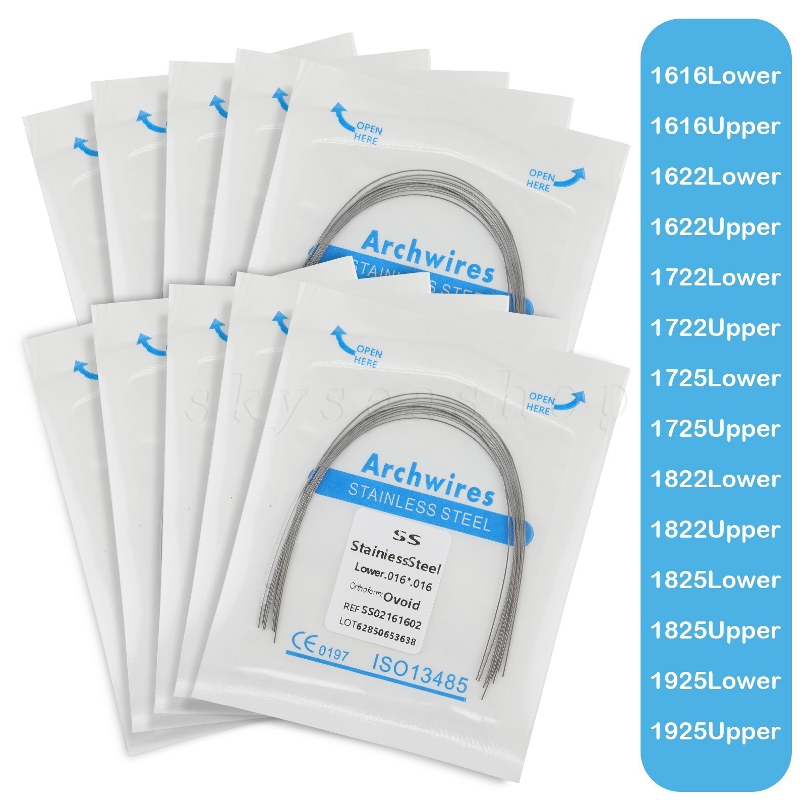 1-100Packs Dental Orthodontic Stainless Steel Rectangular Arch Wires Ovoid U/L